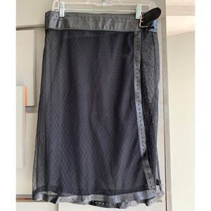 Poleci leather and tulle overlay belt